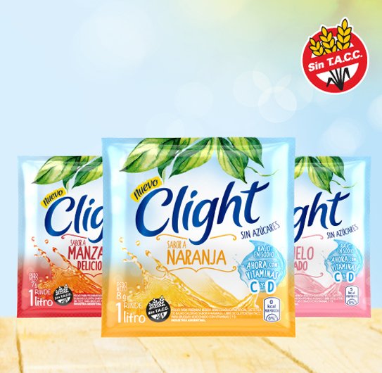 image-El jugo Clight es: liviano en calorías , refrescante y sin azúcares. Sin TACC, adicionado con vitaminas C Y D.